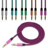Car Aux Cord 1m Nylon Jack Audio Cable 3.5 mm to 3.5mm Aux Cable Male to Male Cloth Audio Aux Cable Gold Plug for iphone speaker