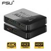 HDCP 4K HDMI Splitter Full HD 1080p Video HDMI Switch Switcher 1X2 Split 1 in 2 Out Amplifier Dual Display For HDTV DVD PS3 Xbox