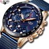 2019 New LIGE Blue Casual Mesh Belt Fashion Quartz Gold Watch Mens Watches Top Brand Luxury Waterproof Clock Relogio Masculino - Image 2