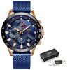 2019 New LIGE Blue Casual Mesh Belt Fashion Quartz Gold Watch Mens Watches Top Brand Luxury Waterproof Clock Relogio Masculino - Image 6