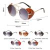 SIMPRECT 2019 Round Steampunk Sunglasses Women Men Fashion Gothic Punk Black Leather Sun Glasses Retro Vintage Brand Sunglass - Image 4